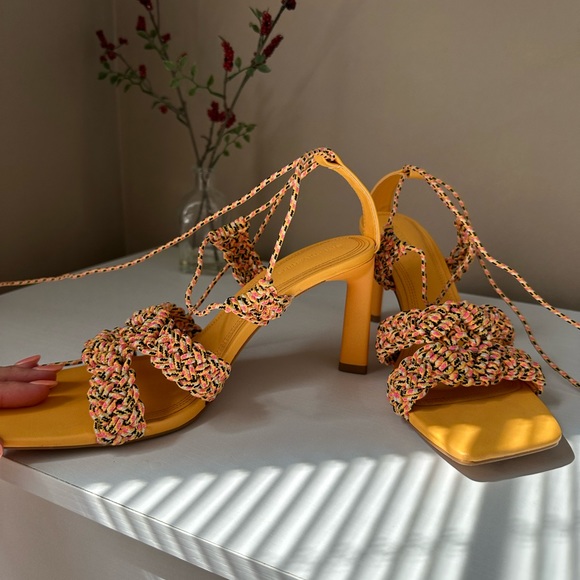 Stradivarius Orange Lace Up Heels, brand new! - Picture 2 of 4